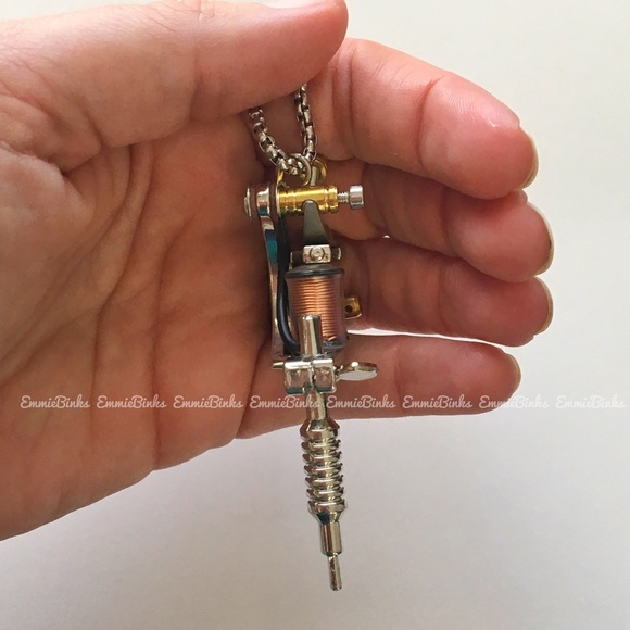New Stainless Steel Dimensional Tattoo Machine Pendant Necklace | Tattoo Machine - Picture 3 of 15